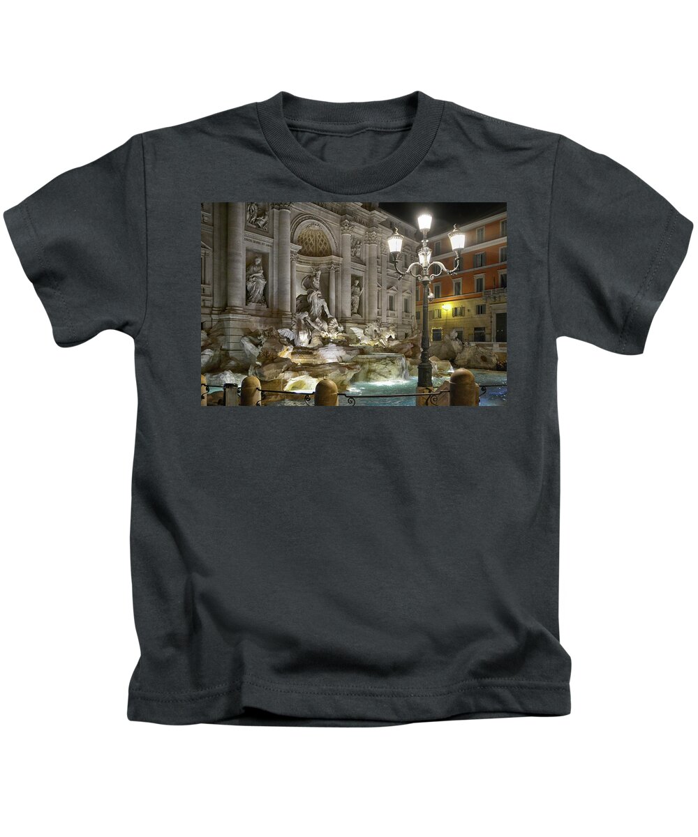 City Kids T-Shirt featuring the photograph The Trevi Fountain by Joachim G Pinkawa