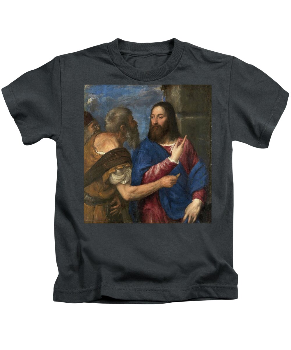 Italian Kids T-Shirt featuring the painting The Tribute Money by Troy Caperton