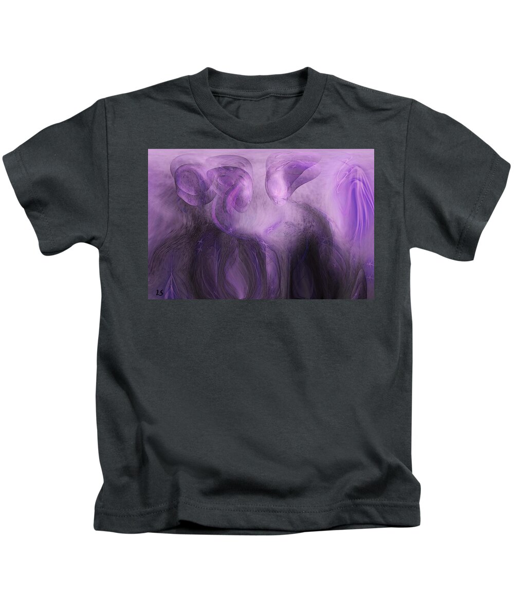 The Visitors Kids T-Shirt featuring the digital art The Visitors by Linda Sannuti