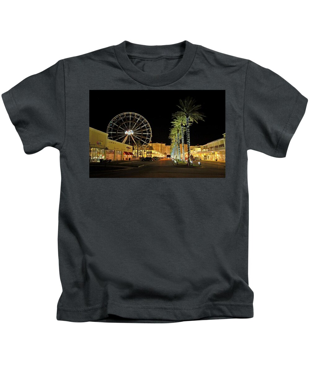 Orange Beach Kids T-Shirt featuring the photograph The Wharf at Night by Michael Thomas