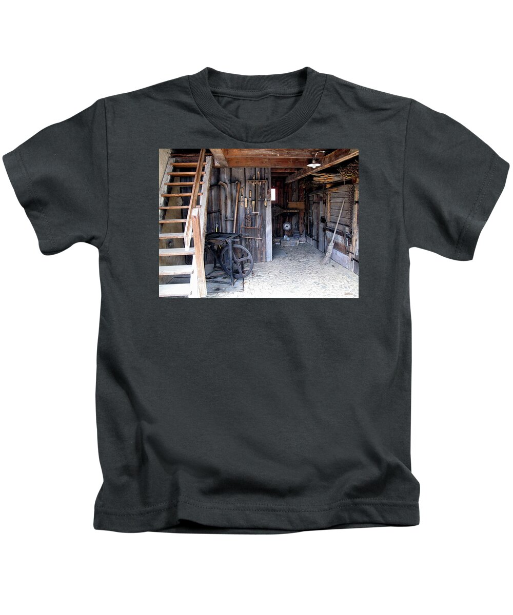 The Workshop Kids T-Shirt featuring the photograph The Workshop by Martine Murphy
