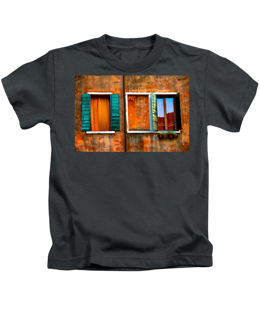 Windows Kids T-Shirt featuring the photograph Three Windows by Harry Spitz