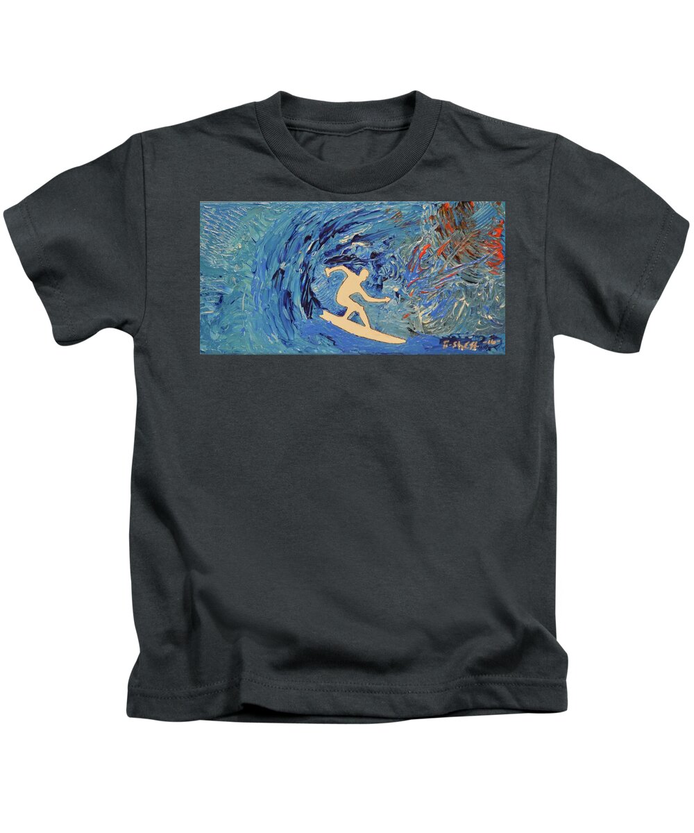 Surfer Kids T-Shirt featuring the painting Through It All by Art By G-Sheff