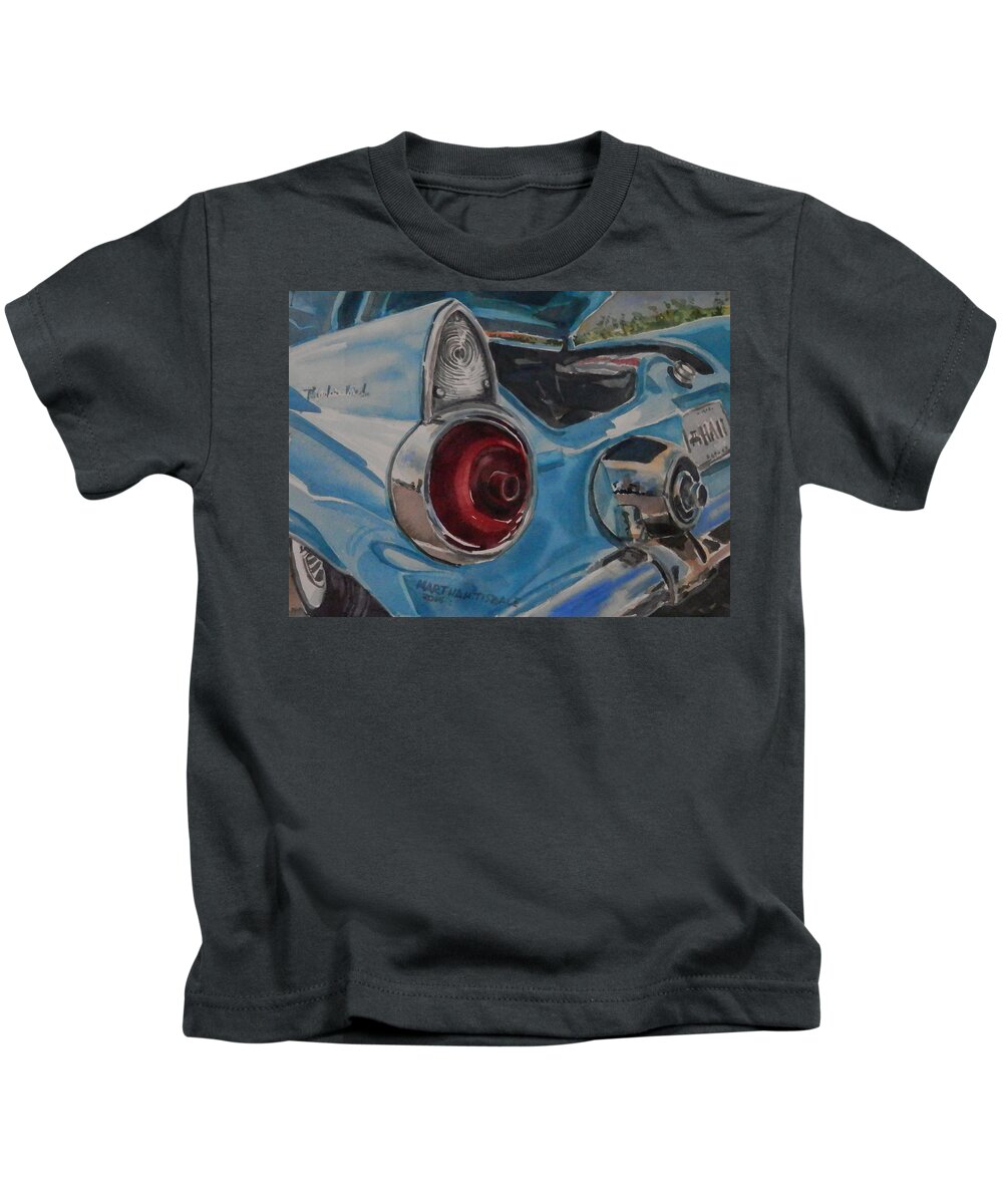 Cars Kids T-Shirt featuring the painting Thunderbird Tail light by Martha Tisdale