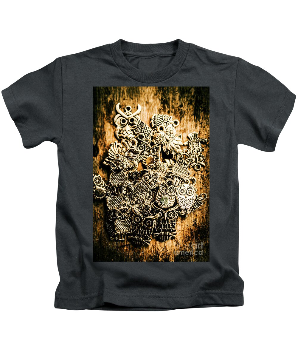 Owl Kids T-Shirt featuring the photograph Tibetan owl charms by Jorgo Photography