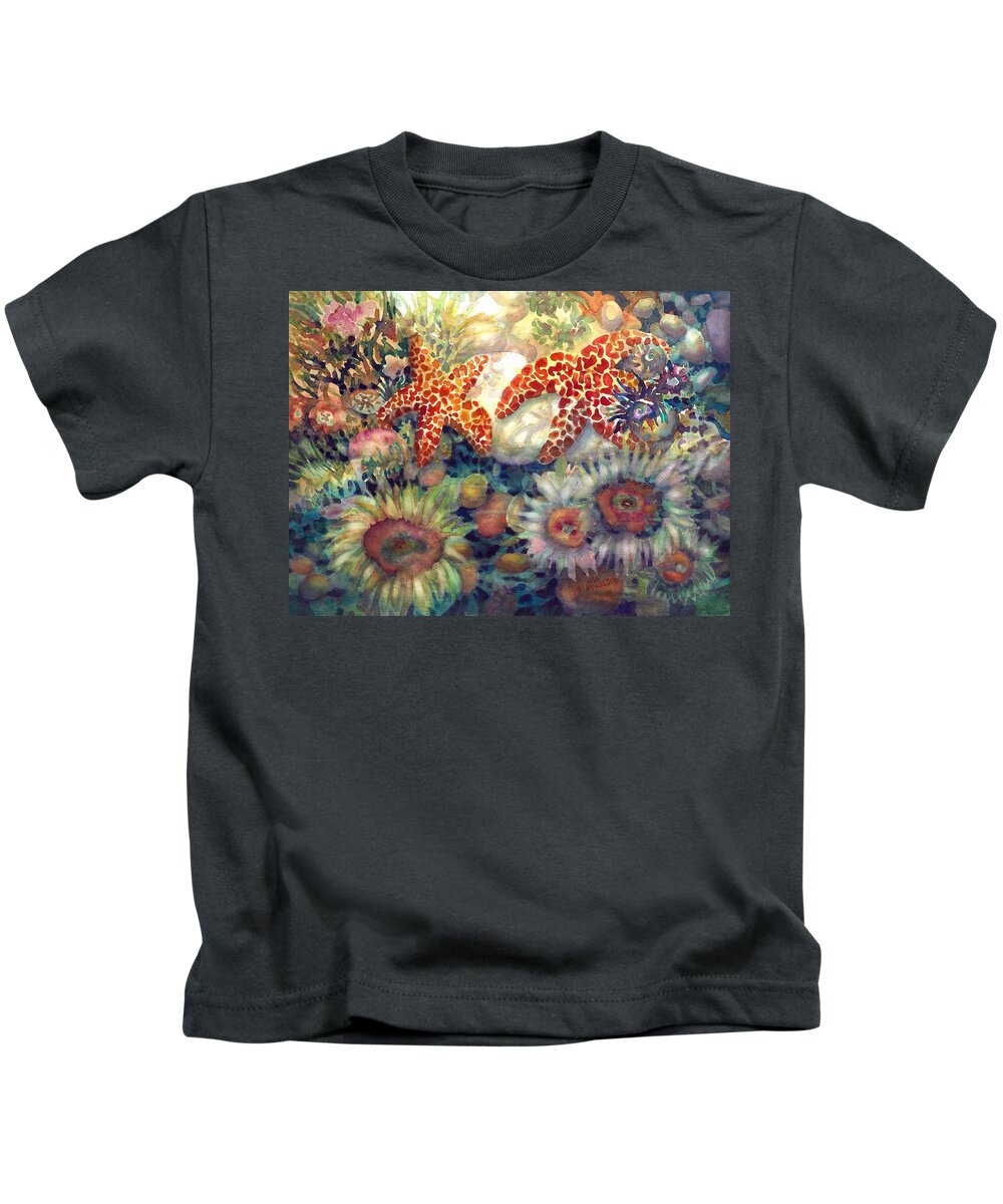 Watercolor Kids T-Shirt featuring the painting Tidal Pool II by Ann Nicholson