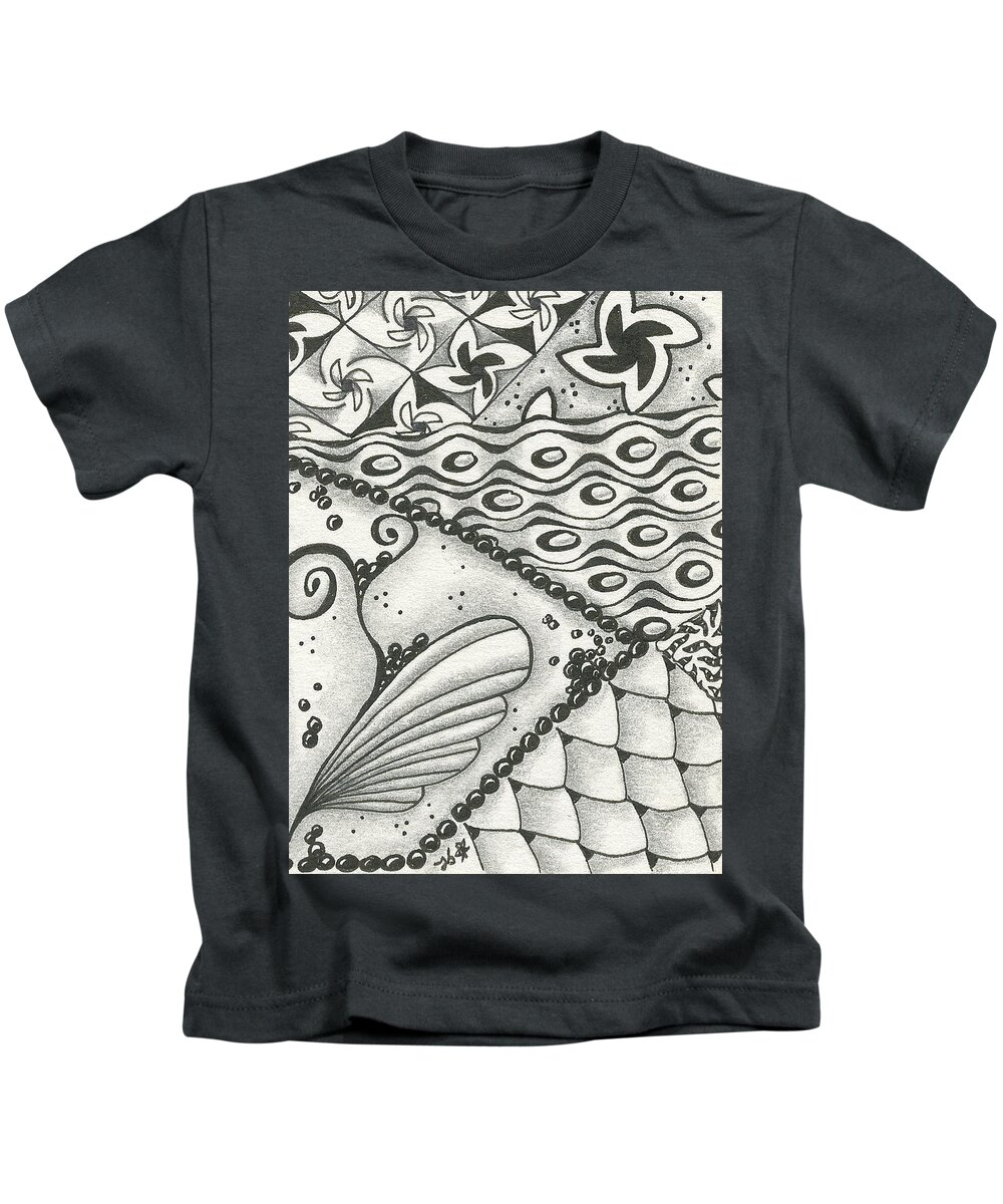 Zentangle Kids T-Shirt featuring the drawing Time Marches On by Jan Steinle