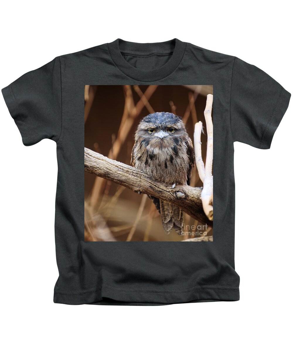 Nature Kids T-Shirt featuring the photograph Tiny Grumpy Owl by Bill Frische