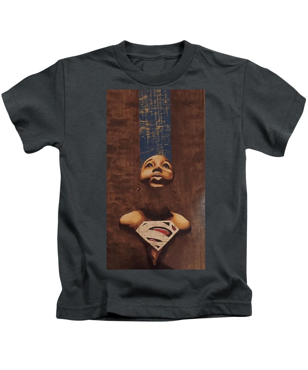 Children Kids T-Shirt featuring the painting To Be Super by Edmund Royster