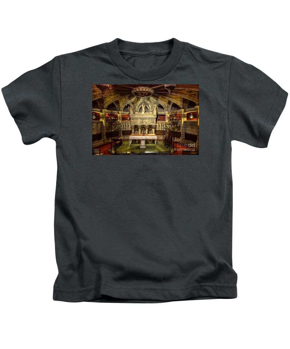 Photography Kids T-Shirt featuring the photograph Tomb of Saint Eulalia in the crypt of Barcelona Cathedral by RicardMN Photography