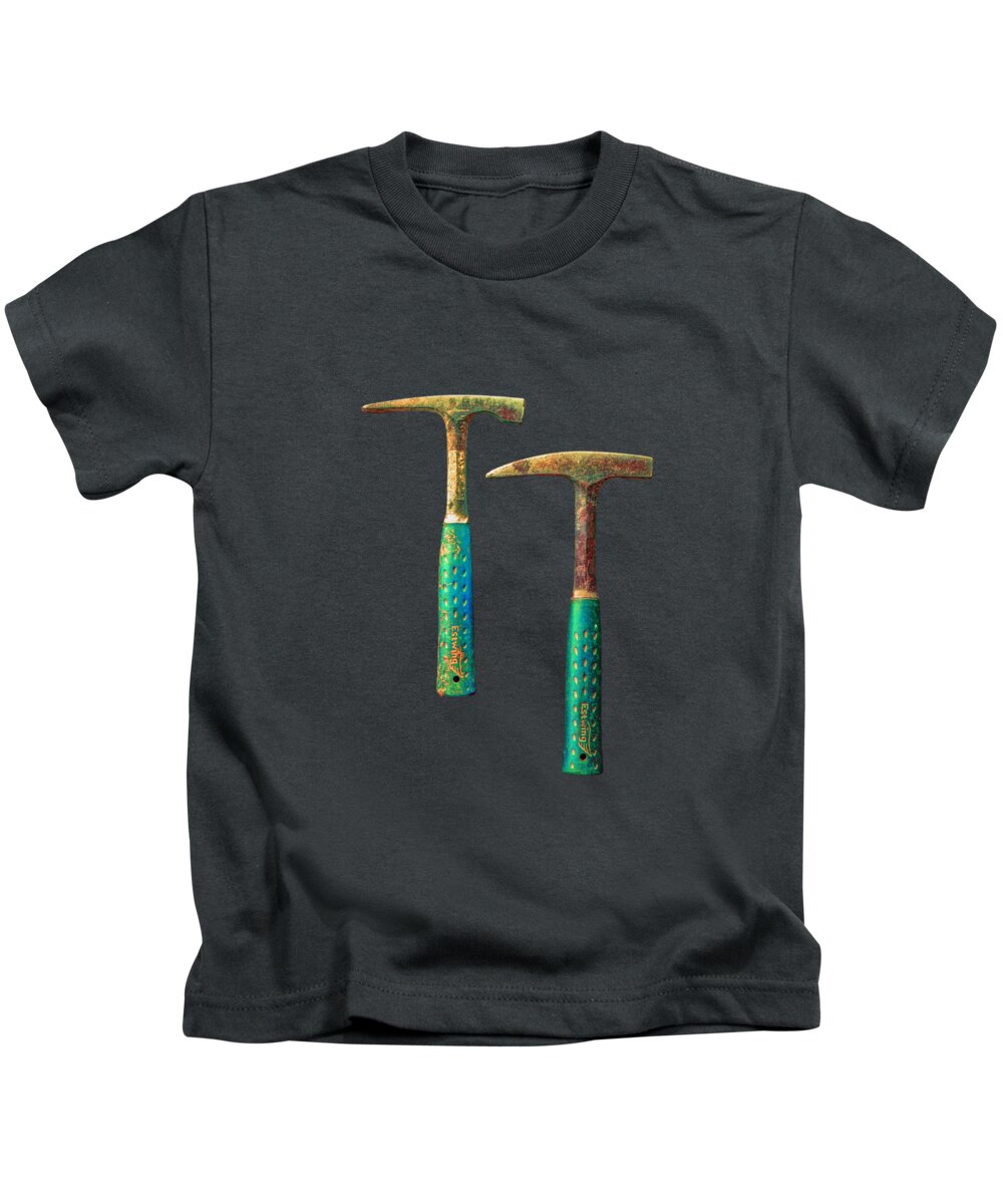 Art Kids T-Shirt featuring the photograph Tools On Wood 65 on BW by YoPedro
