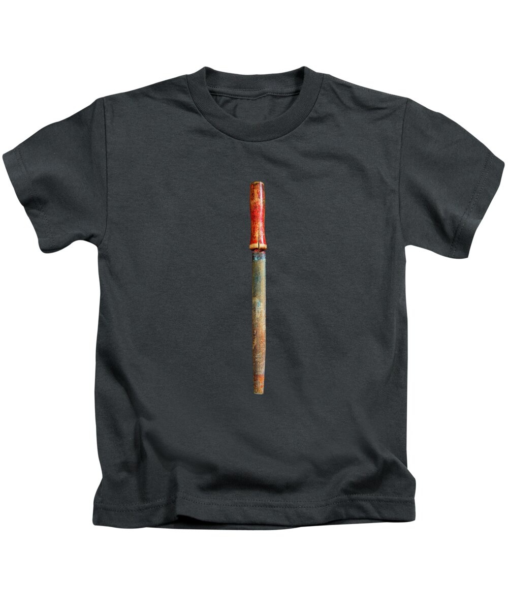 Art Kids T-Shirt featuring the photograph Tools On Wood 71 on BW by YoPedro