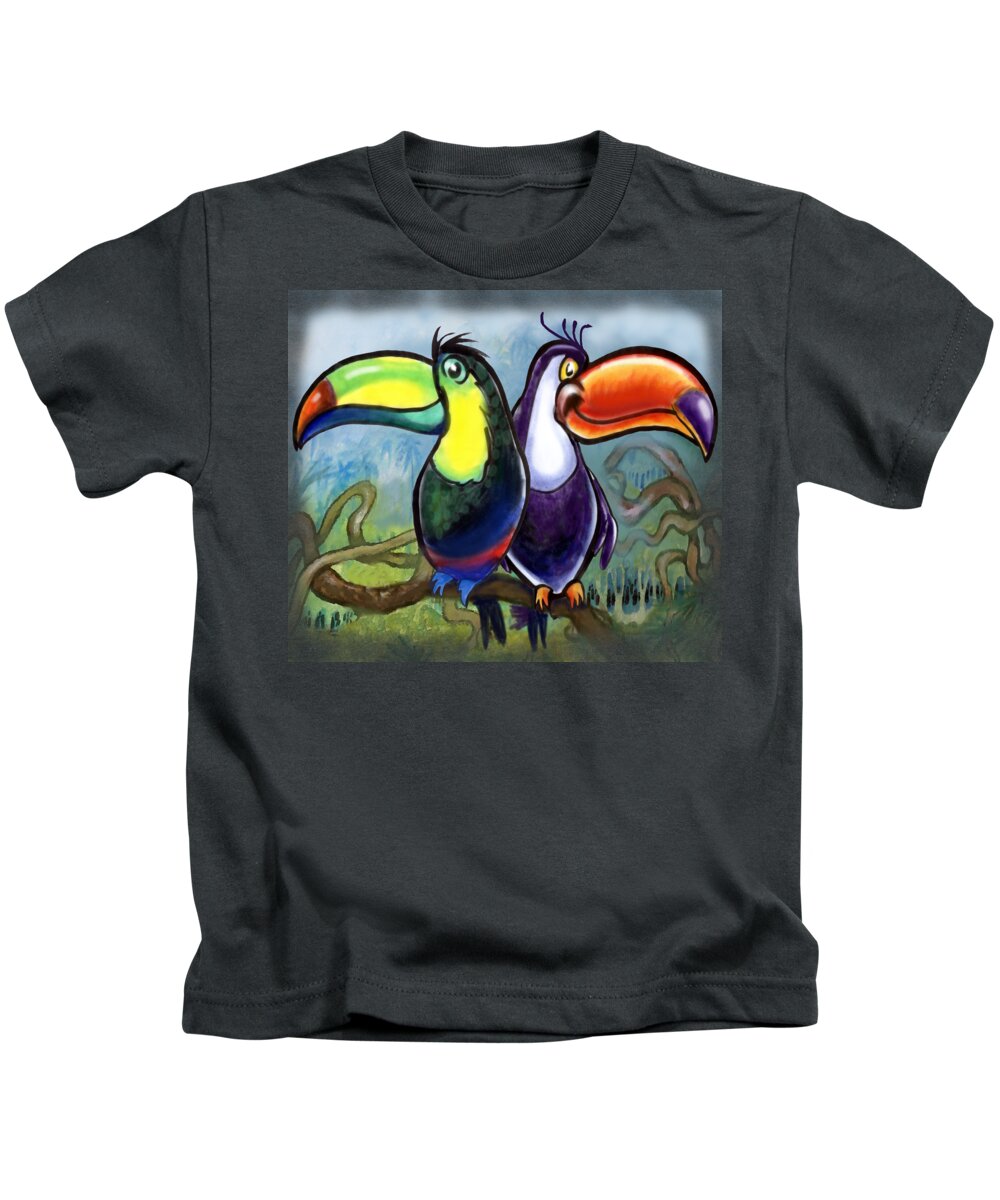 Toucan Kids T-Shirt featuring the painting Toucans by Kevin Middleton