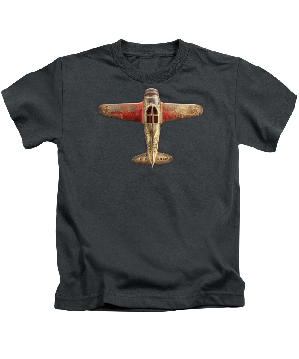 Art Kids T-Shirt featuring the photograph Toy Airplane Scrapper Pattern by YoPedro