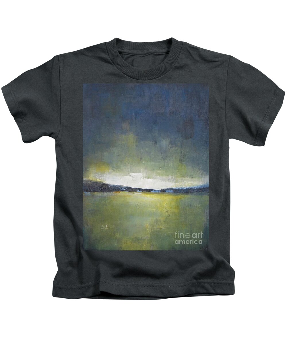 Landscape Kids T-Shirt featuring the painting Tranquility of the Sunset by Vesna Antic