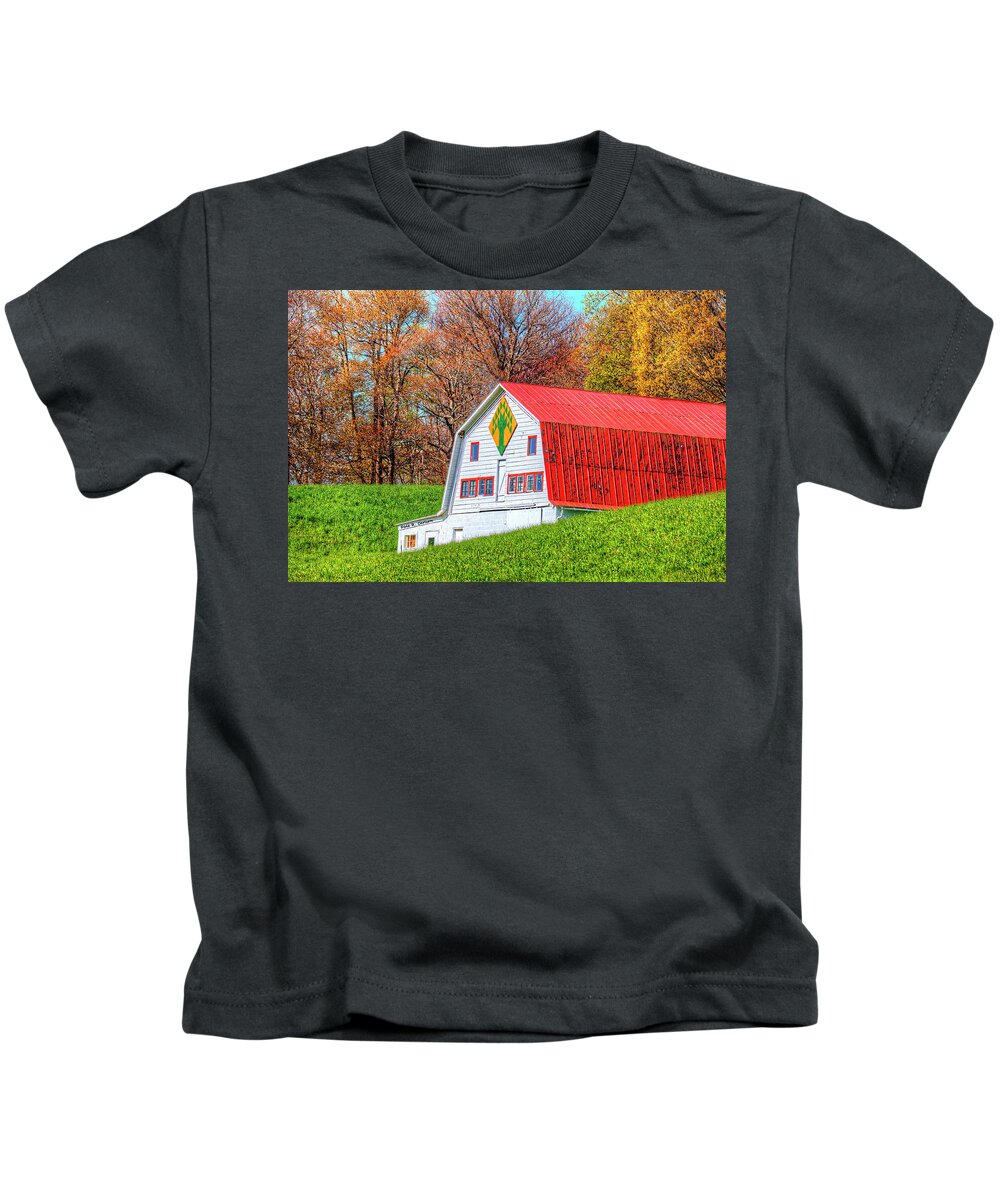 Barn Quilts Kids T-Shirt featuring the photograph Tree Variation by Dale R Carlson