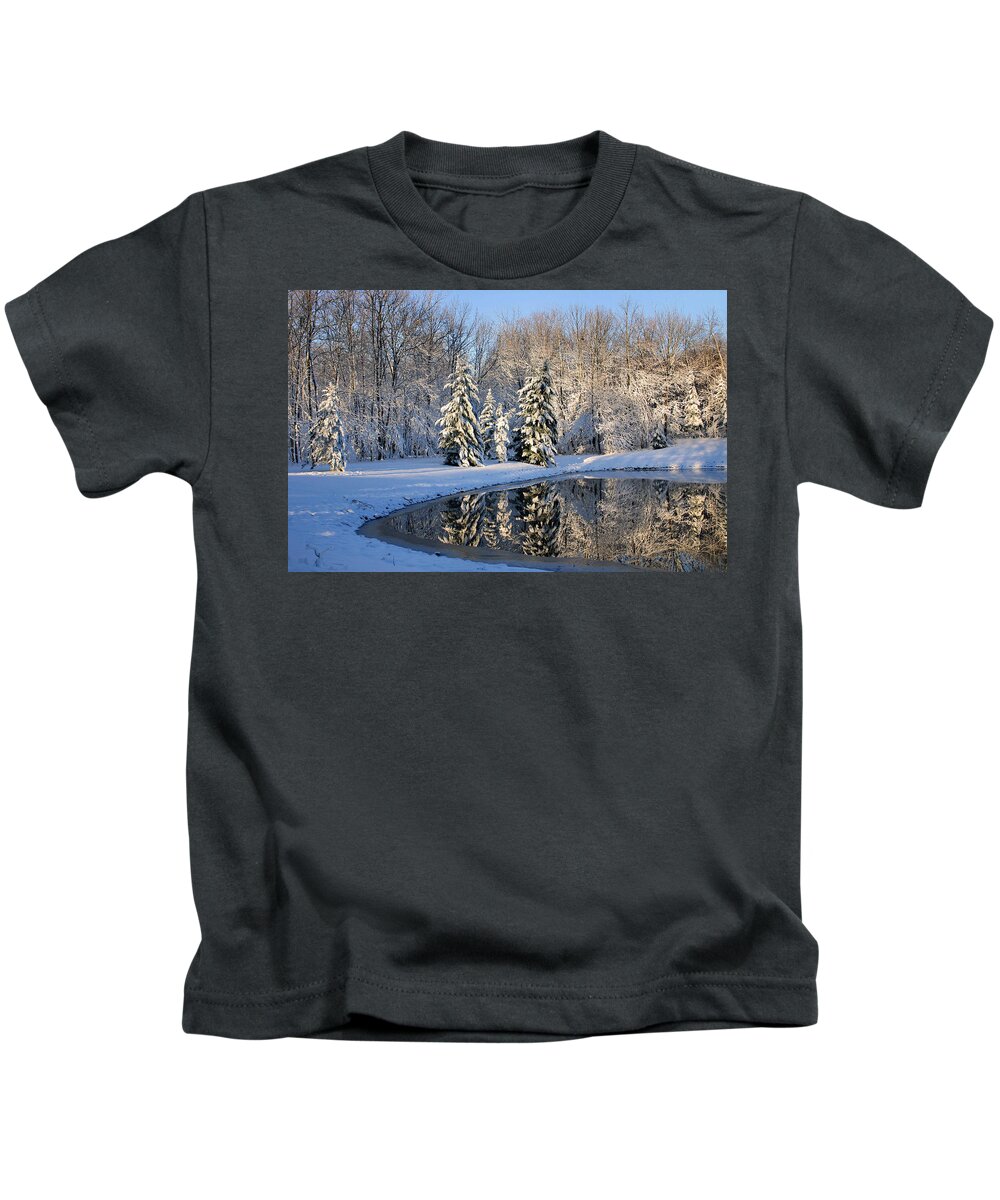 Winter Kids T-Shirt featuring the photograph Treeflections by Kristin Elmquist