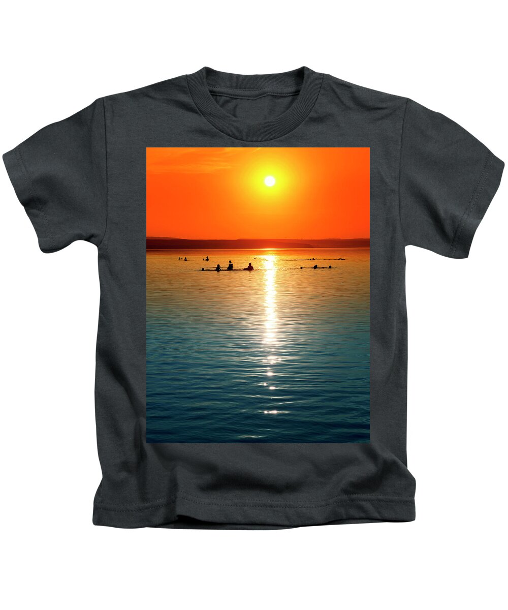 Sunset Kids T-Shirt featuring the photograph Tropicana Swimming by John Williams