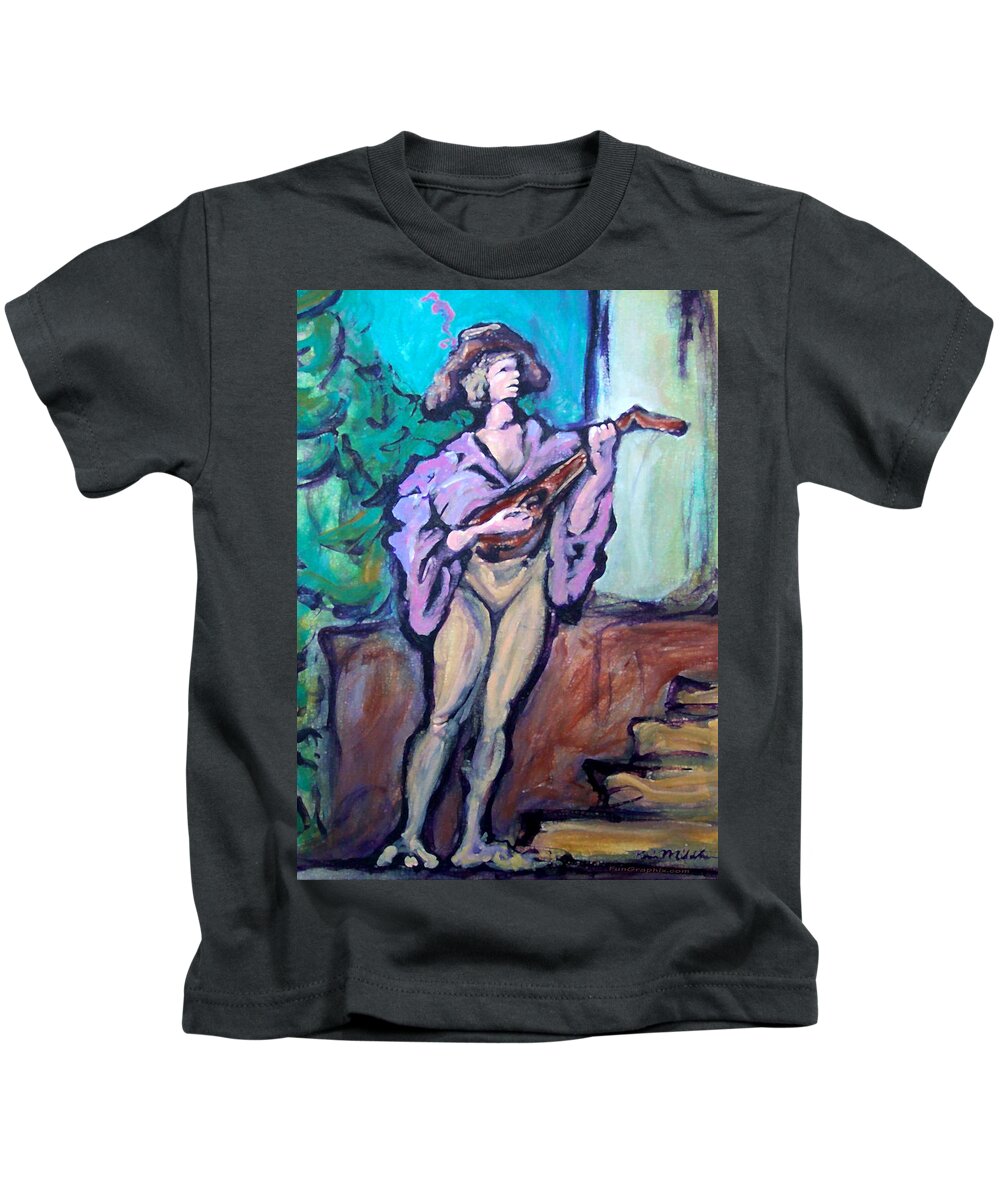 Troubadour Kids T-Shirt featuring the painting Troubadour by Kevin Middleton