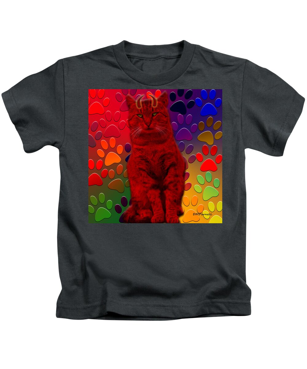 Cat Kids T-Shirt featuring the digital art Trouble by Diane Parnell