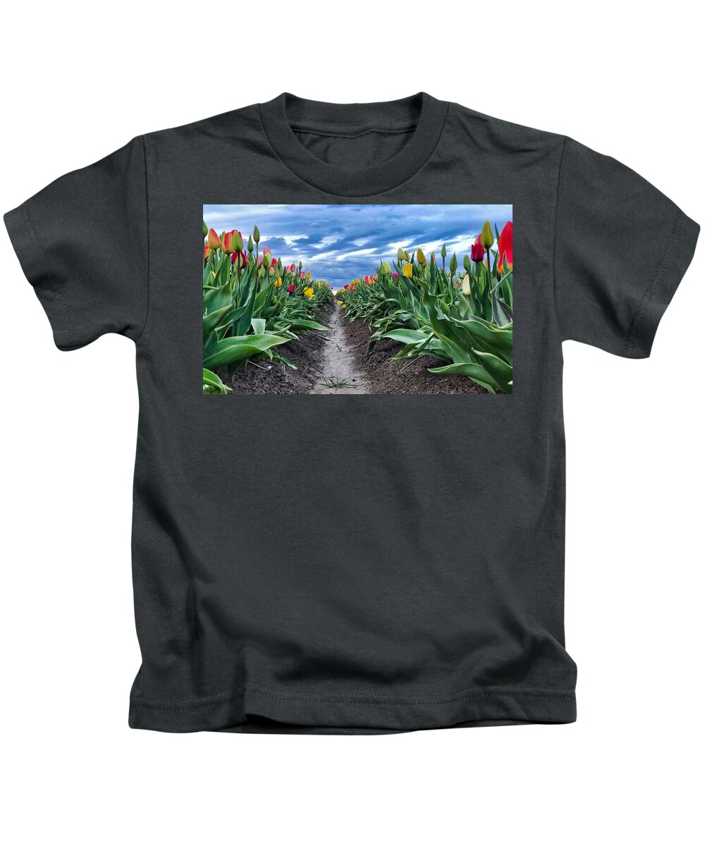 Tulip Kids T-Shirt featuring the photograph Tulip Rows by Brian Eberly
