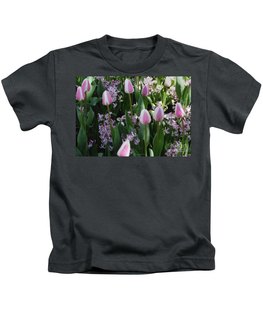 Photography Kids T-Shirt featuring the photograph Tulips and Hyacinths by Kathie Chicoine