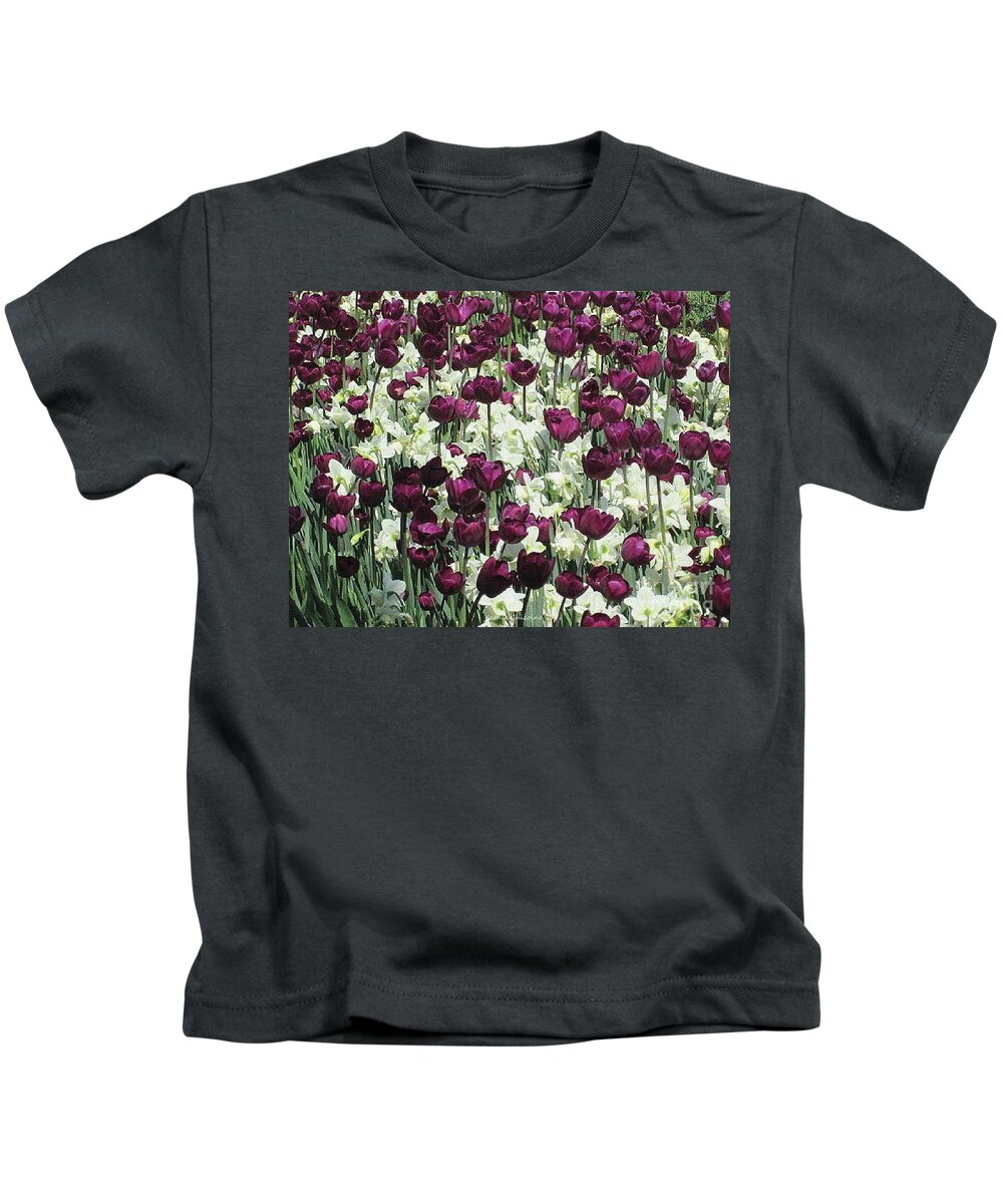 Photography Kids T-Shirt featuring the photograph Tulips Galore by Kathie Chicoine