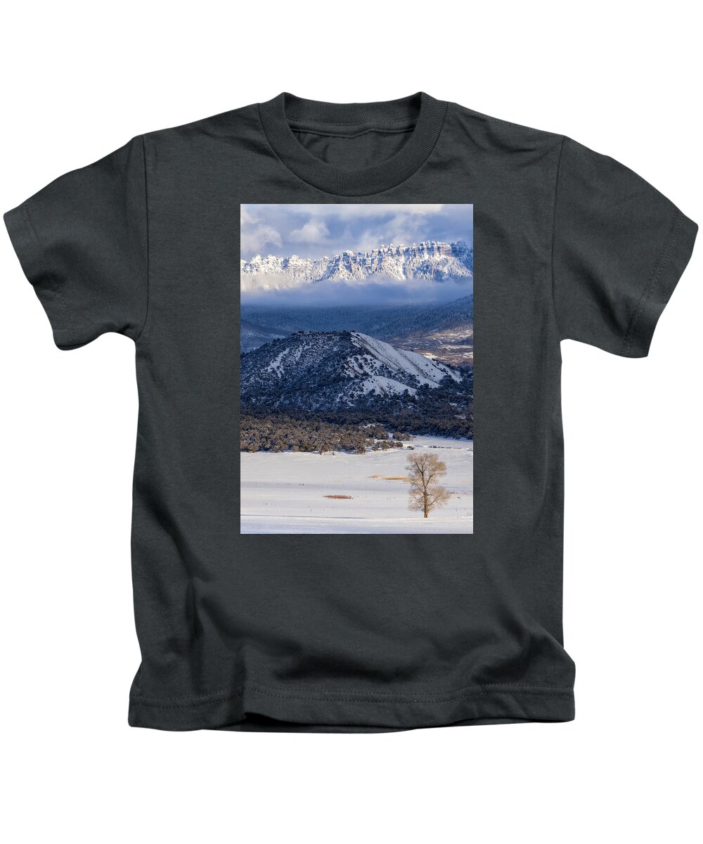 Ridgway Kids T-Shirt featuring the photograph Turret Ridge In Winter by Denise Bush