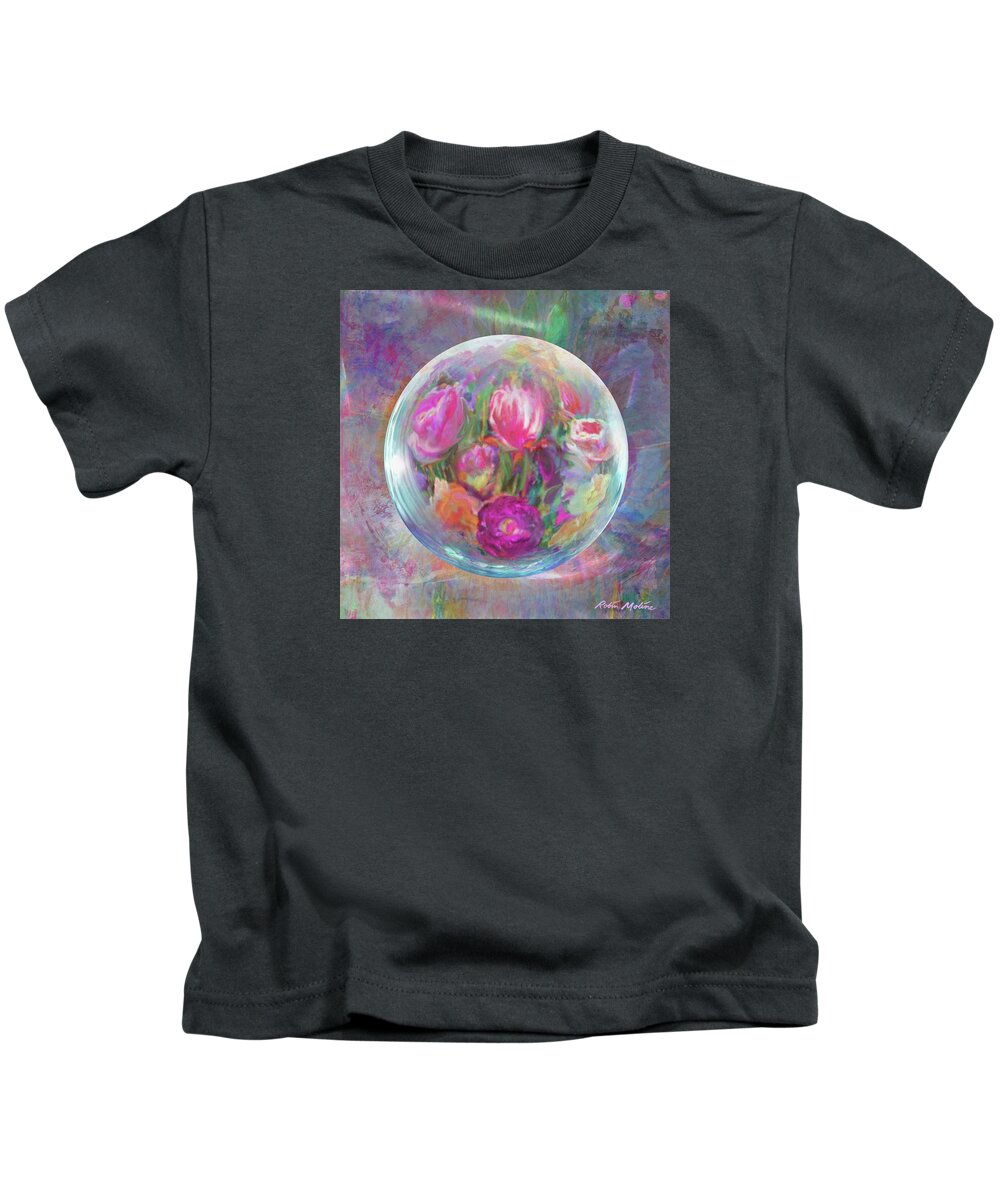 Tulip Abstract Kids T-Shirt featuring the digital art Tulip Twirl by Robin Moline