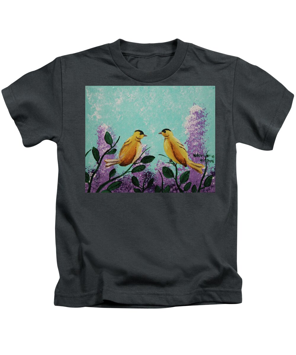 Acrylic Kids T-Shirt featuring the photograph Two Chickadees standing on branches by Martin Valeriano