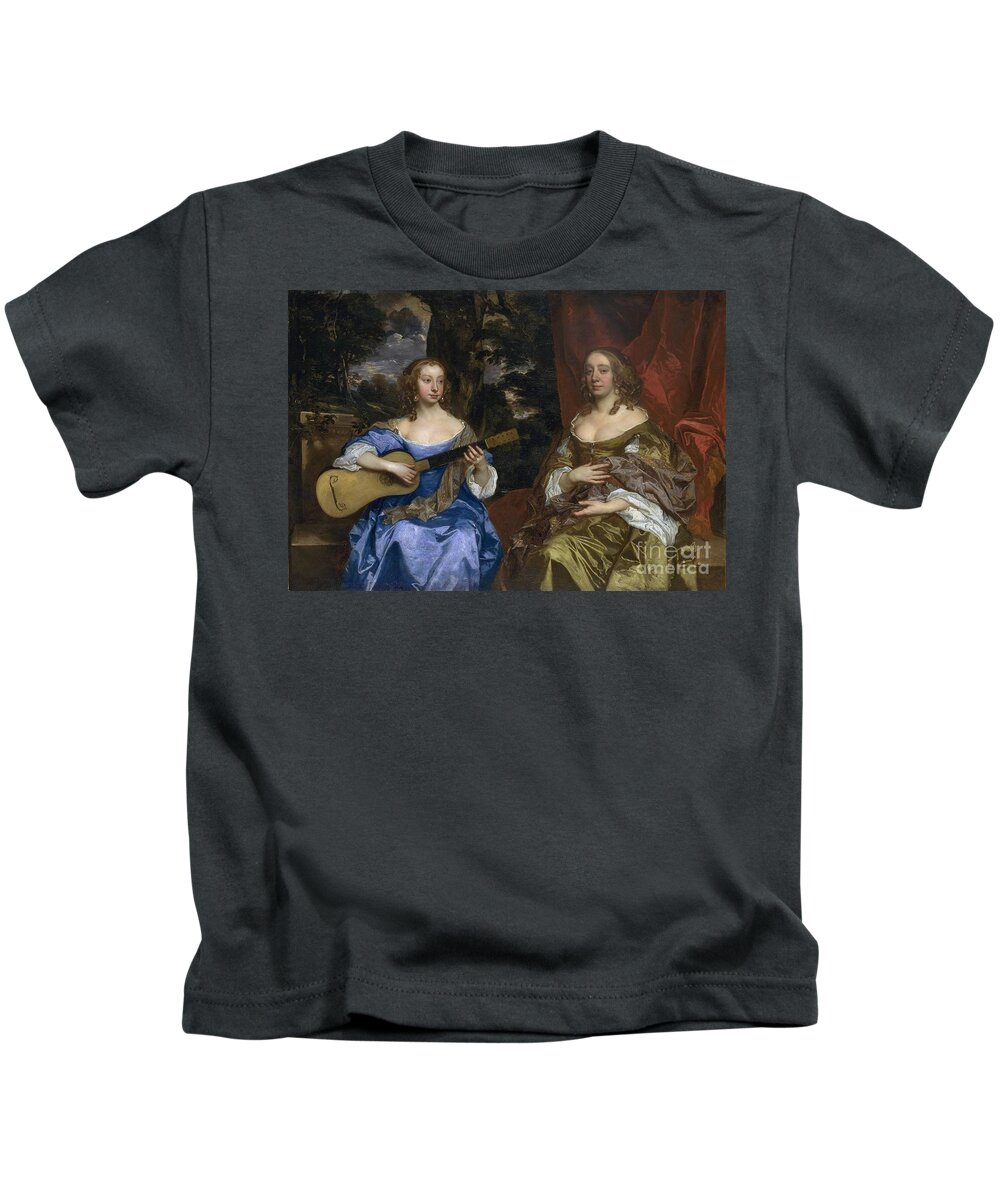 Sir Peter Lely (1618&-8209;1680) Two Ladies Of The Lake Family Kids T-Shirt featuring the painting Two Ladies of the Lake Family by MotionAge Designs