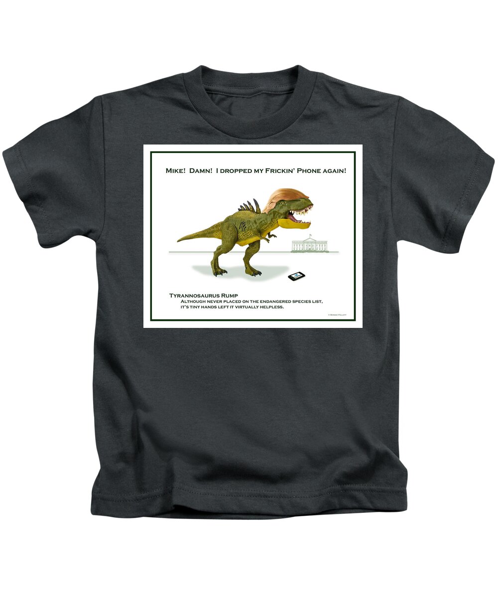 Tyrannosaurus Rump Kids T-Shirt featuring the digital art Tyrannosaurus Rump by Bonnie Follett