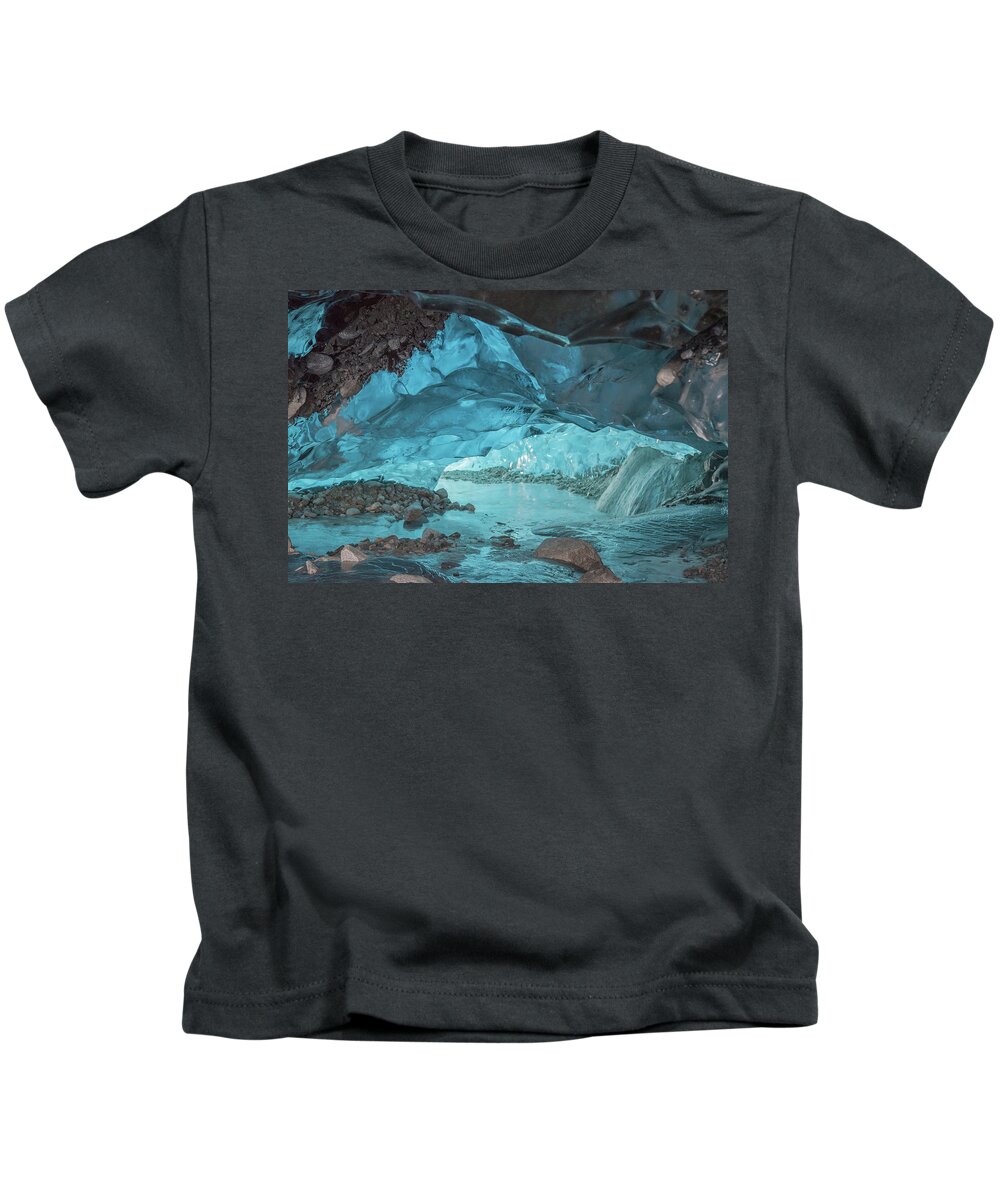 Ice Caves Kids T-Shirt featuring the photograph Under The Glacier by David Kirby