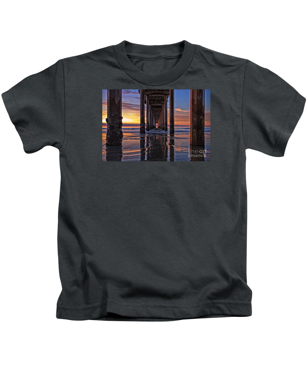 La Jolla Kids T-Shirt featuring the photograph Under the Scripps Pier by Sam Antonio