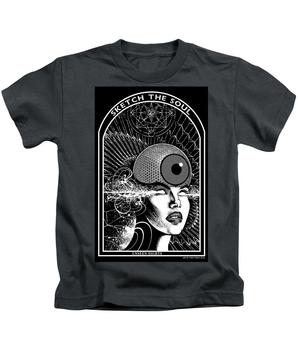 3rd Eye Kids T-Shirt featuring the mixed media Unseen Sights by Tony Koehl