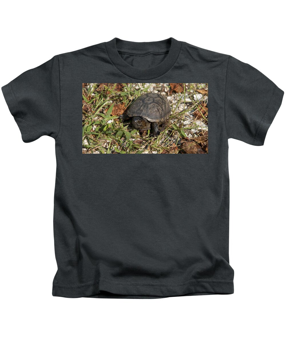 Turtle Kids T-Shirt featuring the photograph Up Close With Slow by Charles Kraus