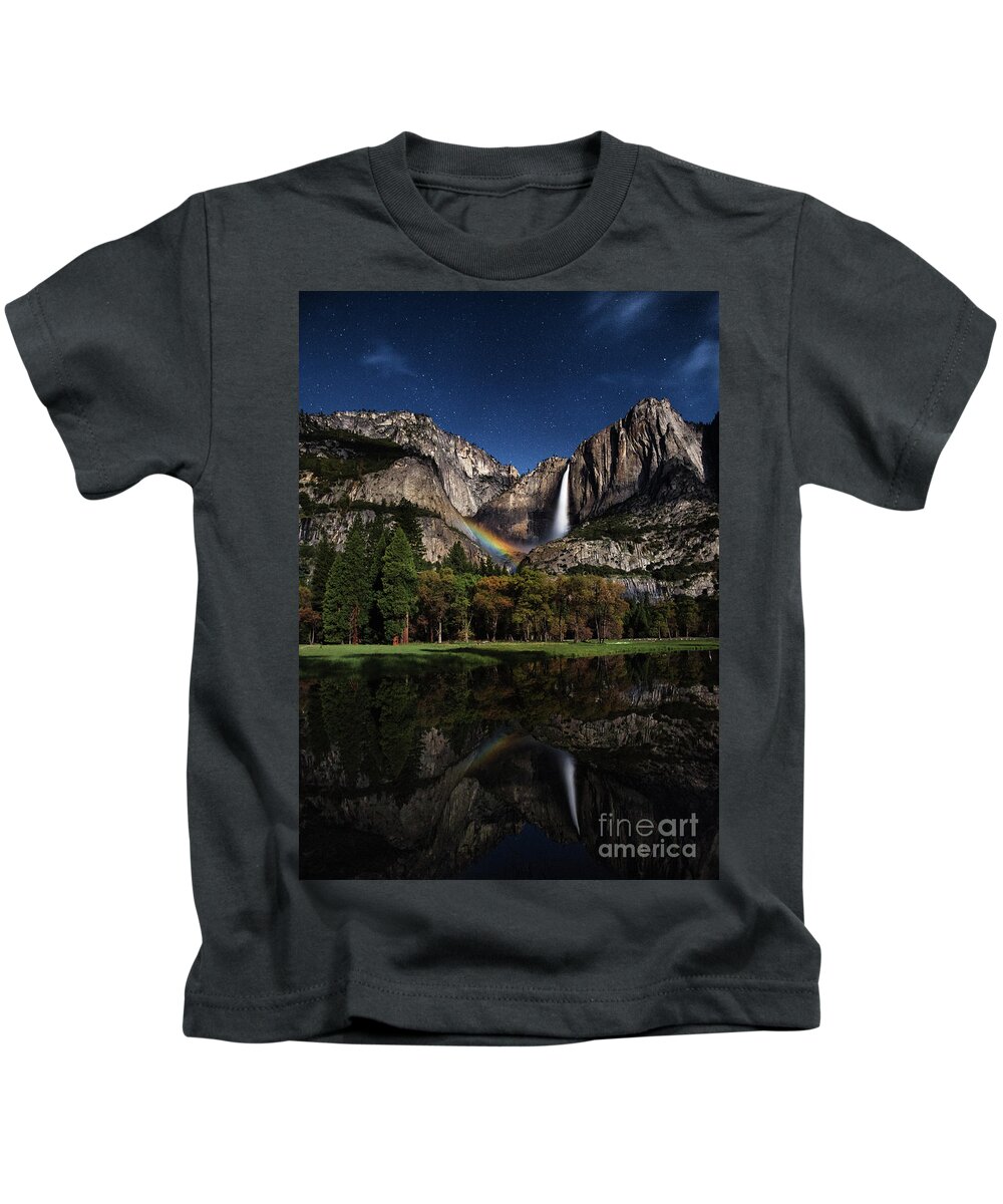 Yosemite Kids T-Shirt featuring the photograph Upper Falls Moonbow by Anthony Michael Bonafede