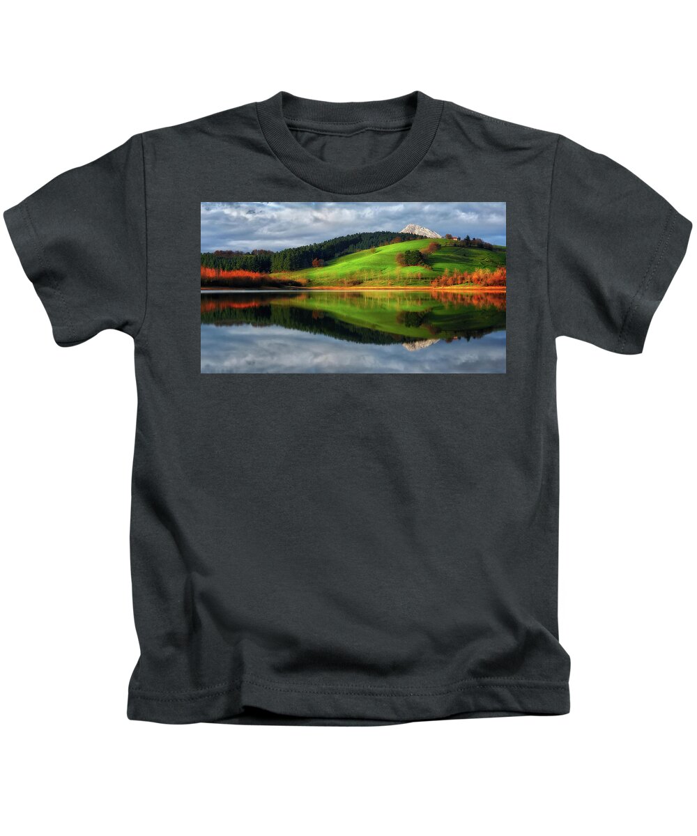 Lake Kids T-Shirt featuring the photograph Urkulu reservoir by Mikel Martinez de Osaba