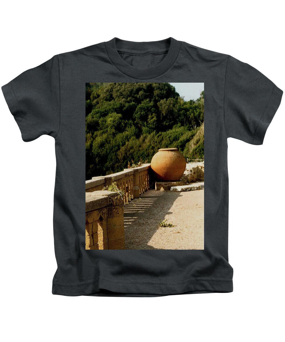 Urn Kids T-Shirt featuring the photograph Urn at Cuma, Italy by Bess Carter