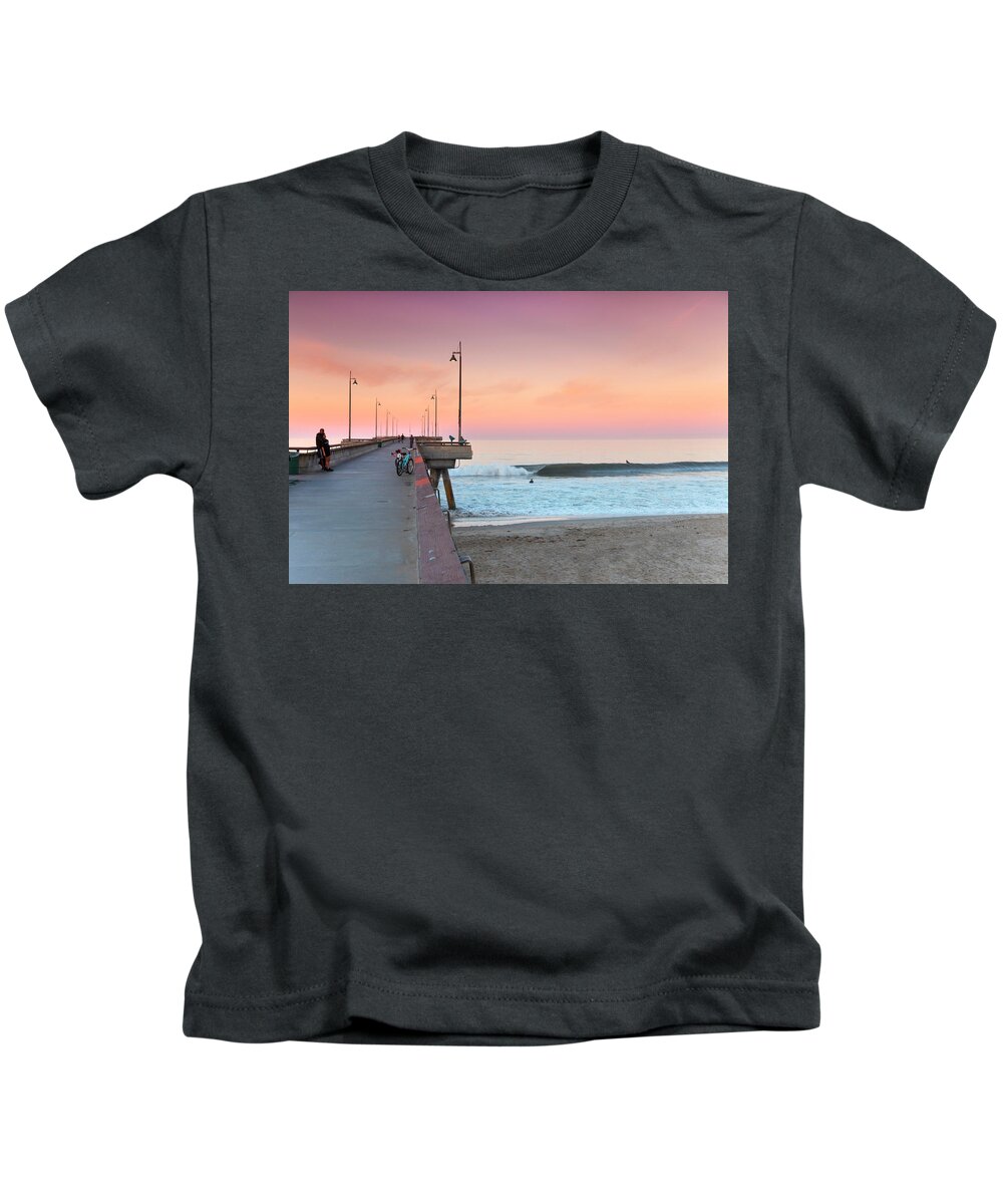  Venice Beach Kids T-Shirt featuring the photograph Venice Dawn by Sean Davey