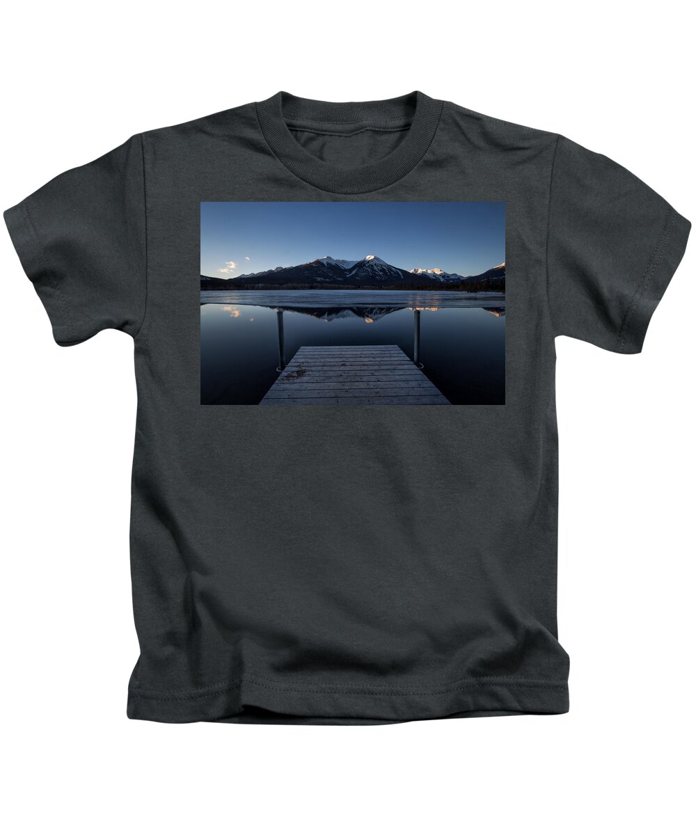 Lakes Kids T-Shirt featuring the photograph Vermillion lakes at dawn by Celine Pollard