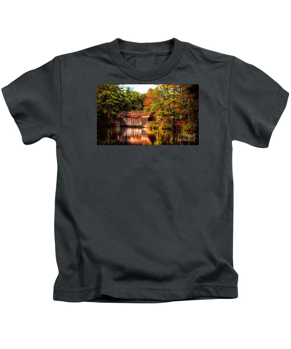 Vermont Covered Bridge Kids T-Shirt featuring the photograph Vermont Covered Bridge by Tina LeCour