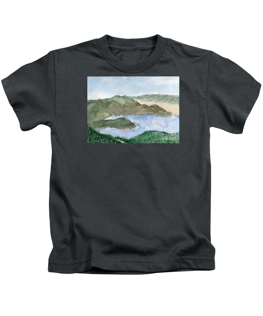 Landscape Kids T-Shirt featuring the painting View from Winter Hill by Victor Vosen