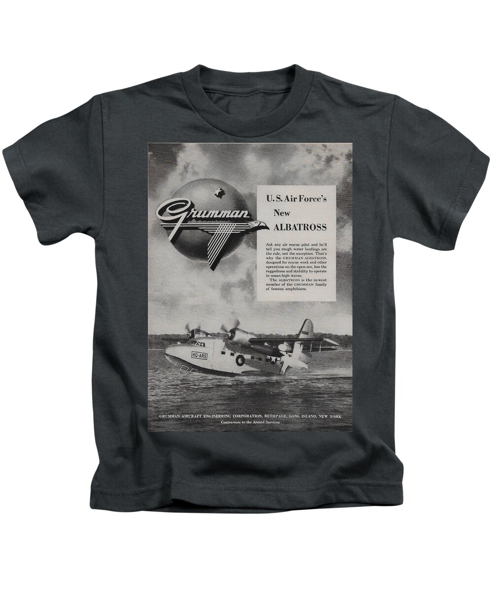 James Smullins Kids T-Shirt featuring the mixed media Vintage Grumman Albatross as 1949 by James Smullins