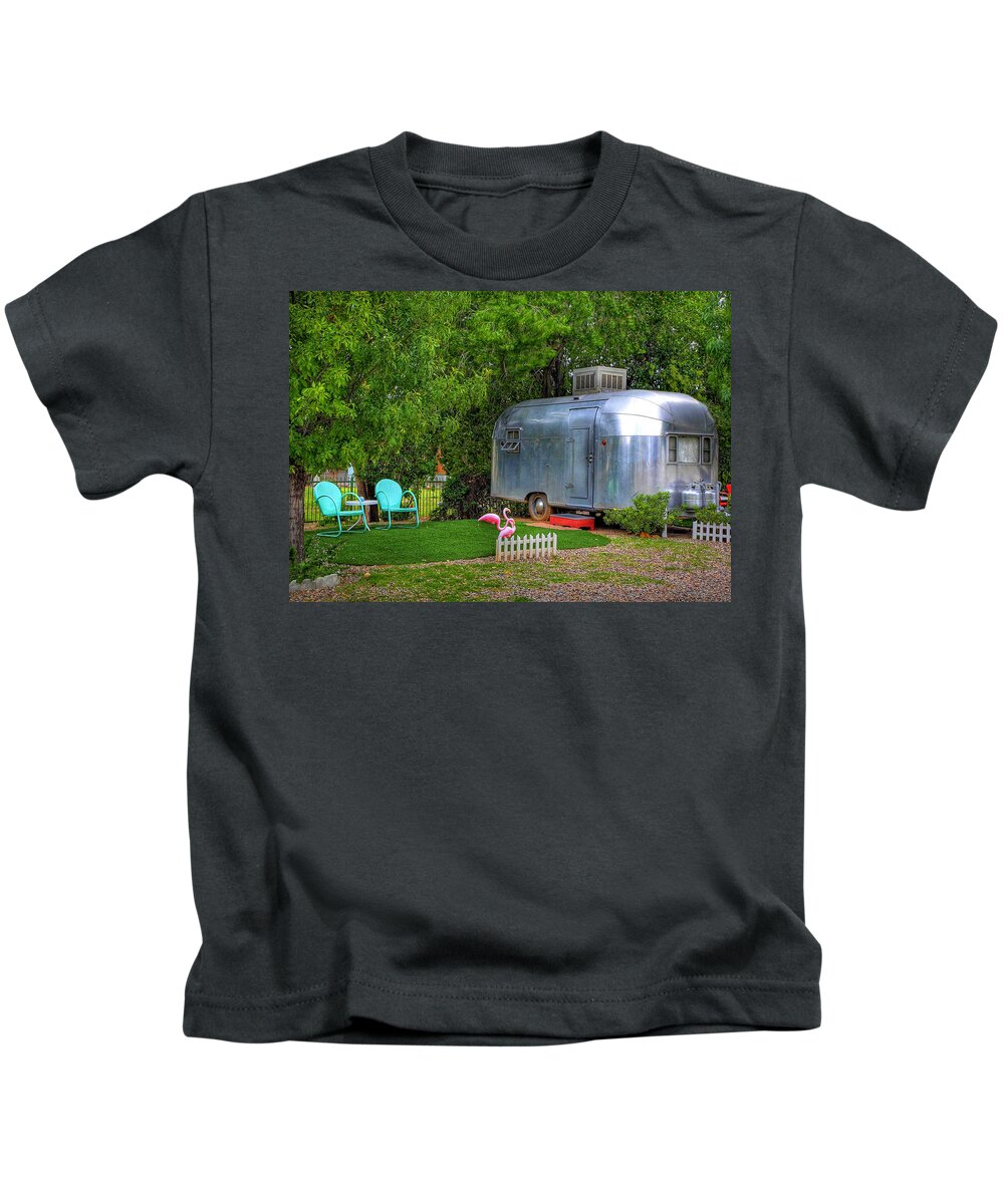 El Rey Kids T-Shirt featuring the photograph Vintage Trailer by Charlene Mitchell