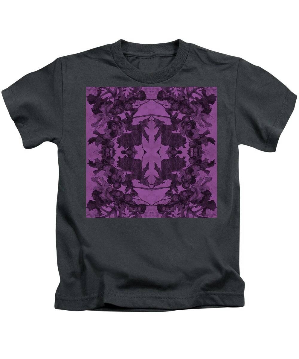 Beautiful Kids T-Shirt featuring the painting Violet Oak Tree Pattern by Mastiff Studios