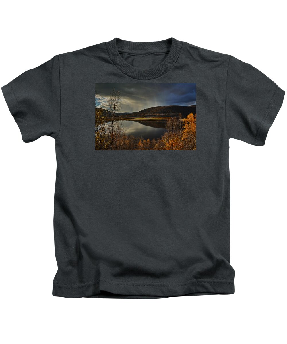 River Kids T-Shirt featuring the photograph Waiting for Snow in the Deatnu Valley by Pekka Sammallahti
