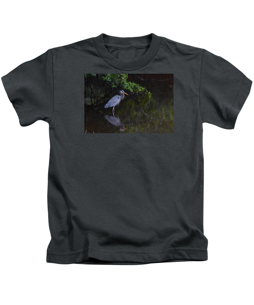 Great Blue Heron Kids T-Shirt featuring the photograph Waiting Patiently by Jim Bennight