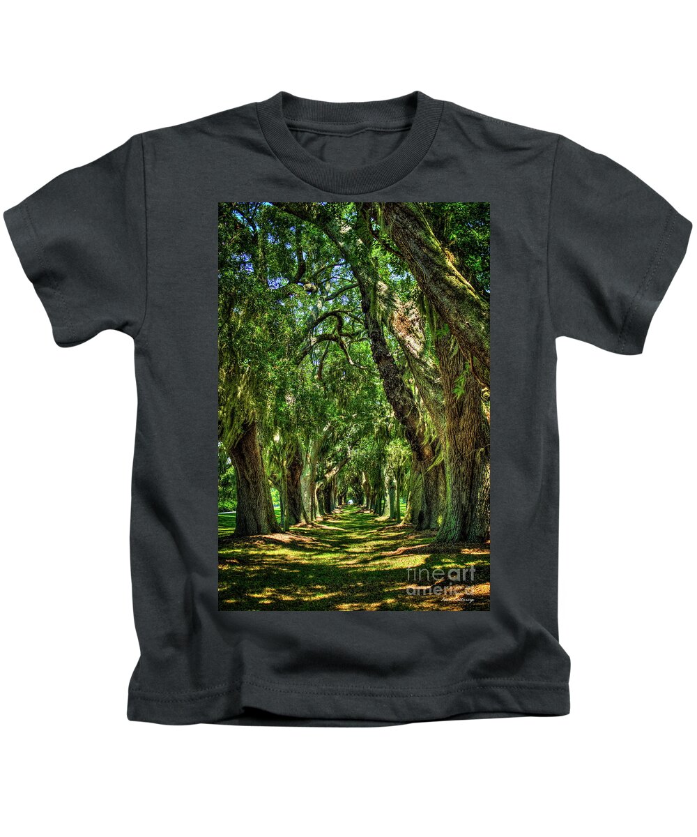 Reid Callaway Walk With Me Kids T-Shirt featuring the photograph Walk With Me Avenue Of Oaks St Simons Island Golf Club Art by Reid Callaway