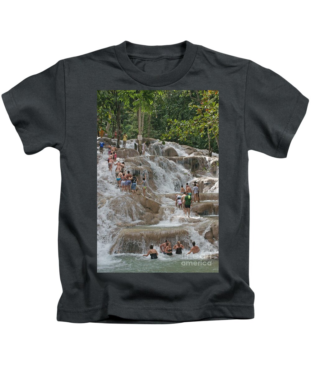 Dunn's River Falls Kids T-Shirt featuring the photograph Walking on Water 1 by David Birchall